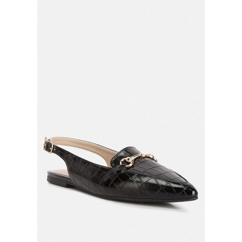 Trempe Croc Slingback Flat Sandals - Picture 2 of 5